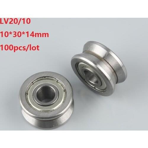 100pcs/lot LV20/10 V groove track roller guide bearing 10x30x14 mm Laser Cutting Machine Roller Guideway for CNC 10*30*14mm