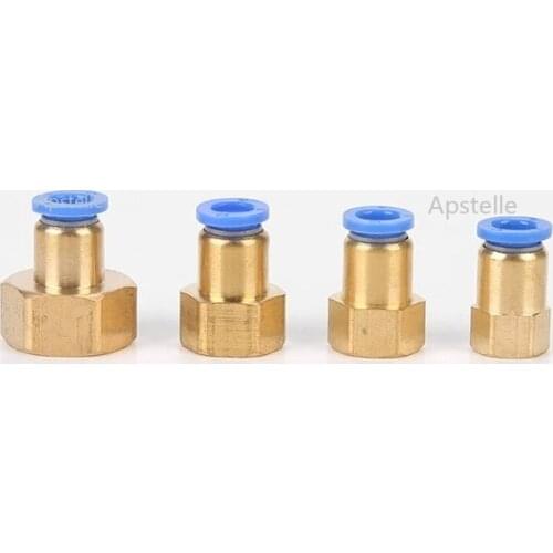 5Pcs 10mm Hole x 1/2"PT (ID:19mm) Female Thread Air Connector Brass Fittings Pneumatic Push In Fitting