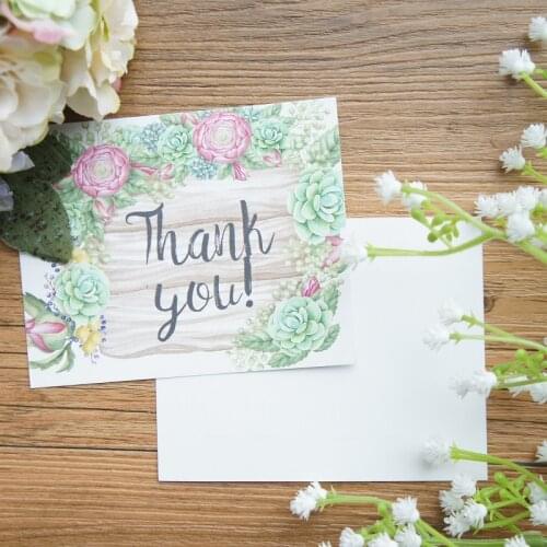 Multi-use 50pcs Mini thank you Card succulent plants style Scrapbooking party invitation cards valentine Christmas