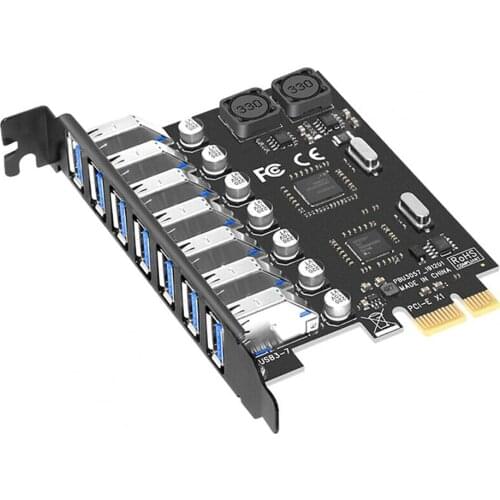7-port USB3.0 PCI-E Expansion Card External Controller High-Speed Transmission Hub Adapter for Windows XP/7/8/8.1/10