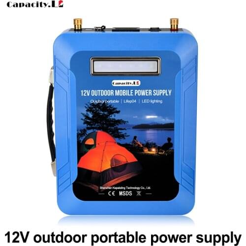 12V 60AH Lifepo4 Battery pack Lithium rechargeable all-in-one with LED light for Outdoor camping and Motor Toy car