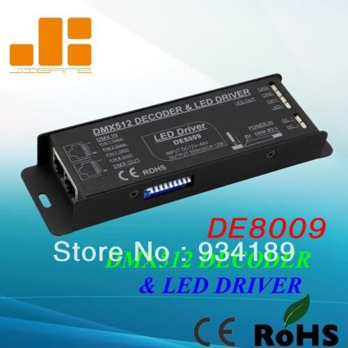 Free Shipping DMX512 Constant Current Decoder & LED Driver 3 Channels RGB LED Controller Input DC12-48V Model:DE8009