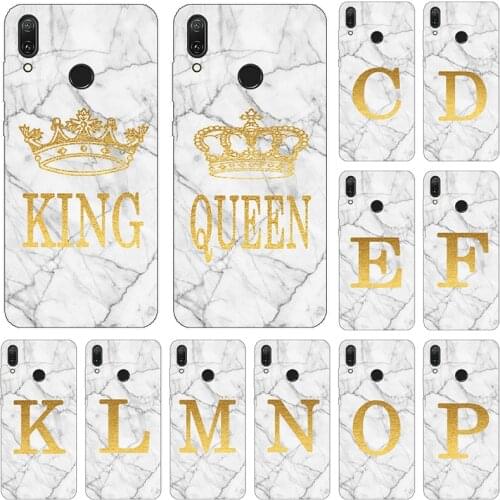 Phone case for Huawei Y9 Y7 Y6 Y5 Prime Pro Y9Prime 2019 Marble Golden English Letter Fashion Name Back Cover Shell Fundas