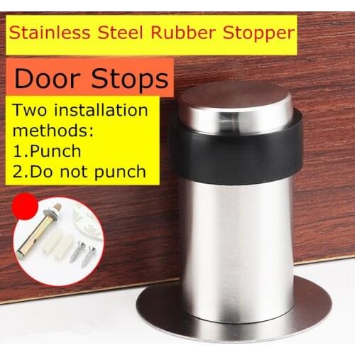 Double Use Door Stops with 3M Glue or Screws Suction Anti-Collision Stainless Steel Rubber Stopper Turtle Has Binding Resistance