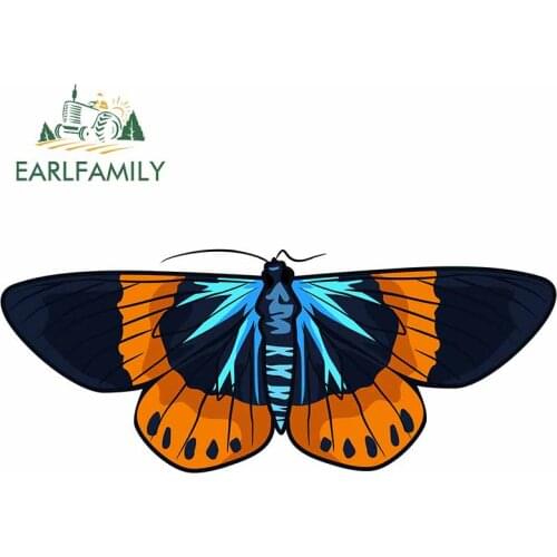 EARLFAMILY 13cm X 5.4cm for Black Orange Butterfly Trunk Cartoon Car Stickers Windshield Cartoon Decal VAN Cartoon Decoration