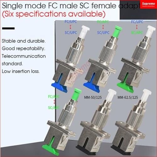 FC-SC Single Mode Coupler Hybrid Converter Fiber Optic Adapter for FC Male to SC Female