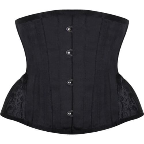 Underbust Steampunk Corset Waist Control Gothic Corsets Cincher with Curved Hem Bustiers Embroidery Short Waist Trainer