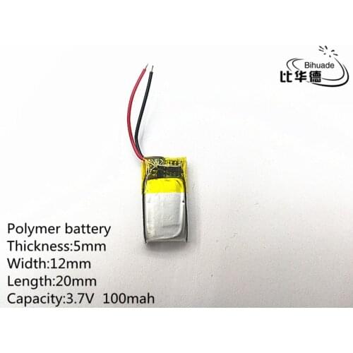 5pcs 3.7V 100mAh 501220 Lithium Polymer LiPo Rechargeable Battery ion cells For Mp3 Mp4 Mp5 DIY PAD DVD E-book bluetooth headset