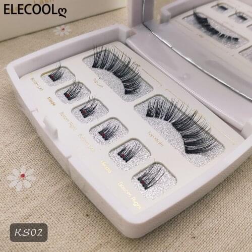 ELECOOL Magnetic Eyelashes Segmented Eye Lashes 3D Mink Eyelashes Makeup Magnetic Lashes Tweezers Set Natural False Lashes Tool