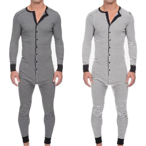 Mens Onsie Striped Printed One Piece Pyjamas One Piece Casual Jumpsuit Nightwear Long Sleeve Sleepwear Adult Onsie Pajamas