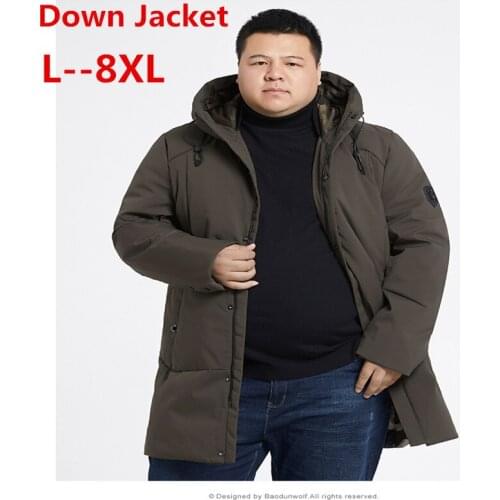 Plus size 10XL 9XL 8XL 6XL mens white goose down jacket business fashion casual long down Jacket winter thickening outerwear