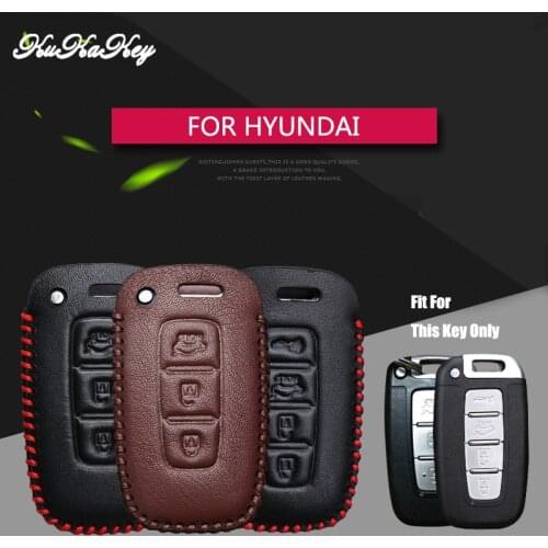 Genuine Leather Car Key Sticker Key Case Cover For Hyundai I20 I30 I40 IX25 IX35 hb20 Santa Fe Creta Solaris 3&4 Buttons Key
