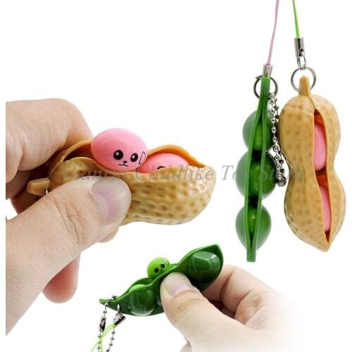 Unlimited Squeeze Peas and Peanuts Slow Rising Squeeze Phone Straps Ballchains Decompression Toys Stress Ball Childrens Gifts