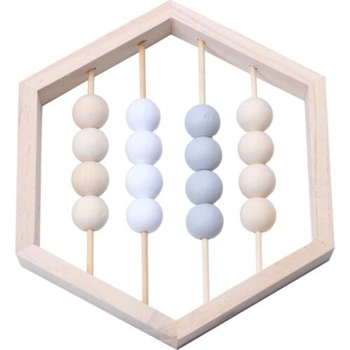 Nordic Style Natural Wooden Abacus With Beads Craft Baby Early Learning Educational Toys Scandinavian Style Baby Room Decor