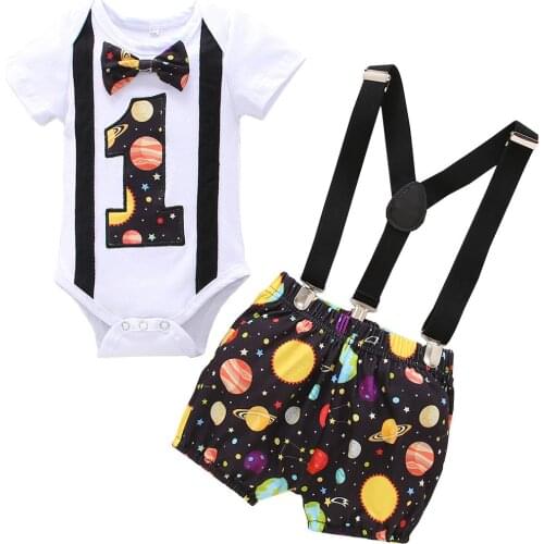 New cross-border foreign trade babys clothes embroidered with stars in summer are two-piece short-sleeved one-year-old straps