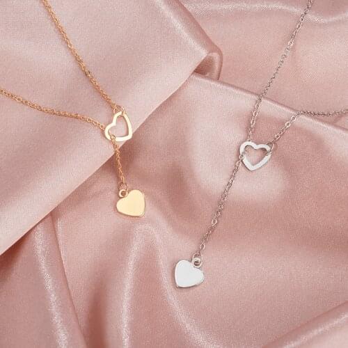 New Fashion Simple Trendy Necklace for Women Copper Heart Link Chain Pendant Necklace 2020 Fashion Heart-Shaped Jewelry Girl