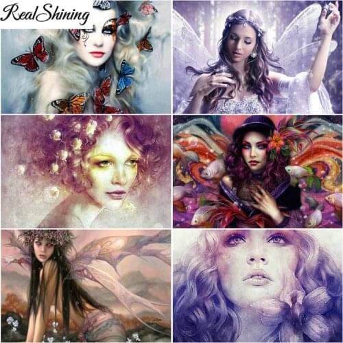 Full square round diamond painting Butterfly Fairy Elf Diamond embroidery rhinestone diamond mosaic,Angel icon room art FS5130