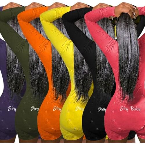 Sexy Bodycon Bodysuit Women Spring Autumn Long Sleeve Slim Rompers Ladies Button Deep V-neck Casual Skinny Bottoming Jumpsuit