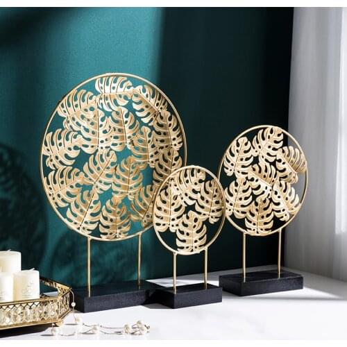 Nordic Golden Ginkgo Handicraft Light Luxury Living Room Wine Cabinet Porch Desktop Decoration Ornaments Furnishing Articles