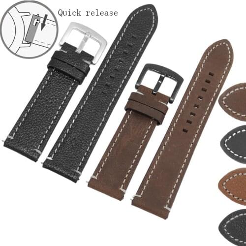 Replacement strap For Mens Watch Accessories Genuine Leather watchband 18 20 22 24mm black brown Retro Leather Bracelet