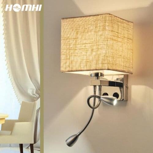 Led Wall Light Gooseneck Flexible Nordic Wall Lamp Cube Night Bedroom Wall Sconce Modern Home Lighting Cloth Lampshade Sconce