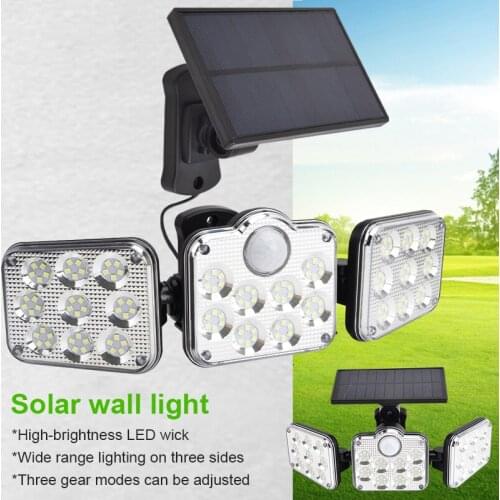 Solar Sensor Wall Light Three-head LED Rotatable Landscape Wall Lamp Garden Outdoor Street Light Intelligent Remote Dropshipping