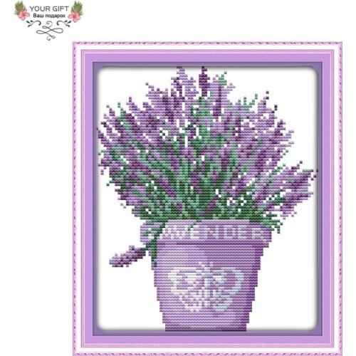 Your Gift Counted and Stamped Lavender Plants Needlework Needlepoint Embroidery DIY Cross Stitch kits for Home Decor J172