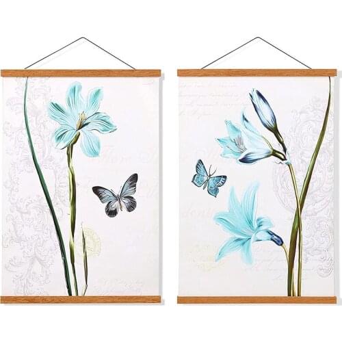 Poster Hanger, 12x16 12x24 Poster Frame Wood Magnet Print Posters Dowel Scroll Hanger Hanging Kit for Walls Map Canvas Artwork