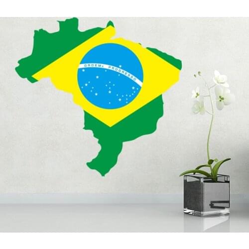 Flag Map of Brazil Brasil Wall Vinyl Sticker Custom Home Decoration Wall Sticker Wedding Decoration PVC Wallpaper Fashion Design