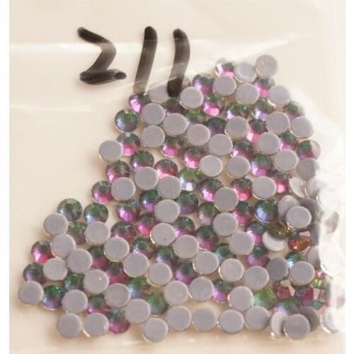 High Quality Green Volcanic Glass Hot Fix Rhinestones Iron On Hotfix FlatBack Iron on Fabric Stones for Wedding Decoration 041