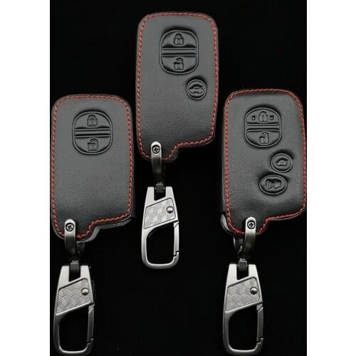 High Quality Leather Key Cover Case For Toyota Camry Corolla Avalon Rav4 Land Cruiser Remote Car Key Holder Protector Car Wallet