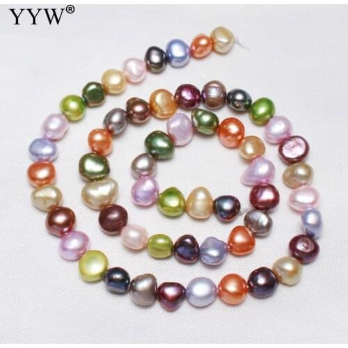 YYW High Quality Cultured Baroque Freshwater Pearl Beads Nuggets mixed colors 7-8mm Approx 0.8mm Sold Per 15 Inch Strand