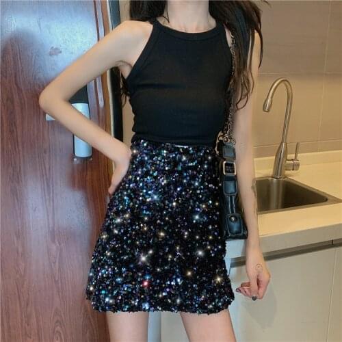 2020 New Multicolor Glamorous Colorful Sequin Skirts Womens Spring Autumn Nightout Mid Waist Party Bodycon Mini Skirt