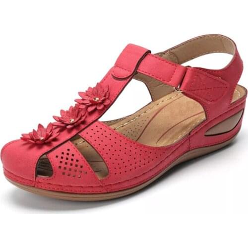 Woman Summer Leather Vintage Sandals Buckle Casual Sewing Women Shoes Female Ladies Platform Retro Sandalias