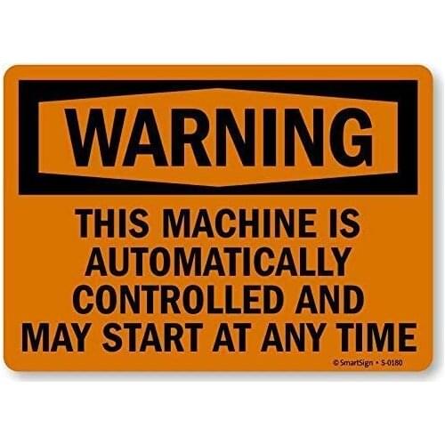 NA Tie Guanyin Tin Sign Warningthis Machine Sautomaticallycontrolled Andmay Start at Any Time Notice Sign 8 X 12 Inches