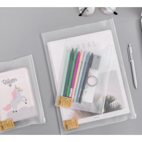 A4 1pc Korean Simple Translucent Concise Eva Zipper File Bag Student Small Fresh Pencil Bag Stationery Bag