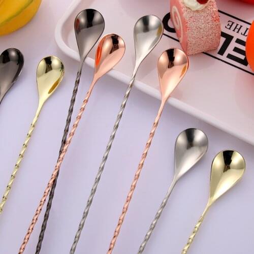 1PC Stainless Steel Stirring Cocktail Spoons Spiral Teadrop Spoon Bartender Tools Eco-Friendly Kitchen Supplies Accessories