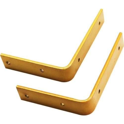 2pcs Metal Golden Furniture Bracket Supports Steel Mounted Durable Bearing Shelf Bracket Home Accessory 10/20/25cm
