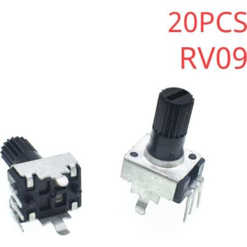 20PCS RV09 Adjustable Resistance Potentiometer Vertical 12.5mm Handle Length 1K 2K 5K 10K 20K 50K 100K 102 202 502 103 203 503