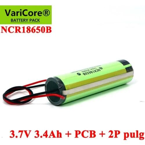 3.7V 3.4Ah 18650 NCR18650B 3400mAh Rechargeable Li-lon battery with PCB +2P pulg For Electric toys Nail lamp batteries