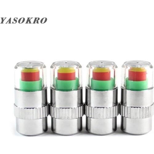 4PCS Car-Styling Car Tyre Tire Pressure Valve Stem Caps 2.4bar 34PSI Sensor Eye Air Alert Tire Pressure Monitoring Tools Kit
