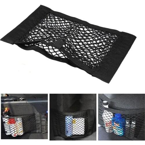 40cm x 25cm Big Size Car Seat Back Storage Mesh Net Bag Strong Magic Tape Luggage Holder Pocket Sticker Auto Trunk Organizer