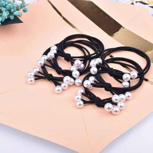 4pcs/lot Women Hair Accessories flowers Beads Headbands Ponytail Holder Girls Scrunchies Elastic Hair Bands Rubber Rope Headdre
