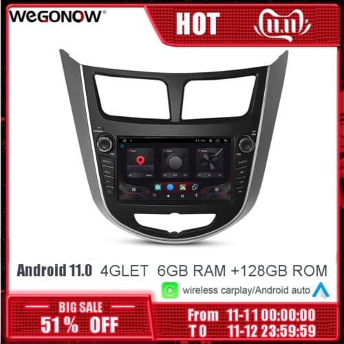 DSP Android 10.0 8 Core 4GB+128GB Car DVD Player GPS WIFI BT TPMS carplay RDS Radio For HYUNDAI Verna Accent Solaris 2011-2015