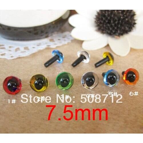 Free shipping!!!!100pcs 7.5mm mixed color can choose Acrylic CAT Eyes Bears Dolls with METAL lock-washers
