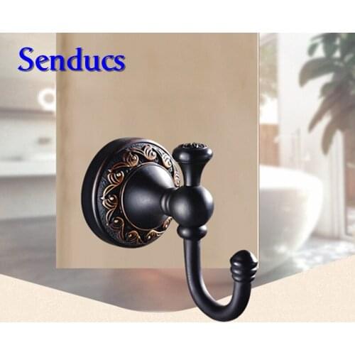 Free shipping European life black bronze robe hook with wall mounted bath towel hook and hotel bathroom robe hook by cheap price