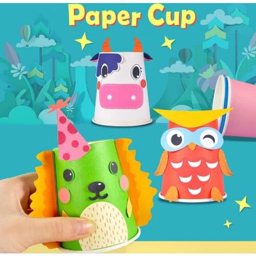 Children DIY Toys Color Paper Cups Creative Stickers Childrens Handmade Materials Puzzle Early Education Toys Gift For Kids