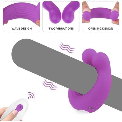 Double Head Vibrating Nipples Clitoral Stimulation Sex Toys for Couples Delay Ejaculation Lock Ring Penis Ring Vibrator For Men