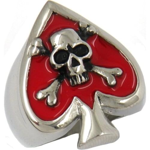 FANSSTEEL Stainless Steel Jewelry Cross Bone Skull Heart ACE Biker Ring FSR10W61