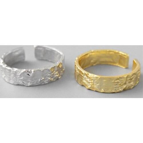 Free Shipping New Punk Rock Thin Adjustable Rings 925 Sterling SIlver Golden Silver Color Bump Irregular Women Female Ring Gift